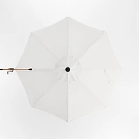 10' Round Canvas White Sunbrella® Cantilever Outdoor Patio Umbrella with Faux Wood Metal Frame