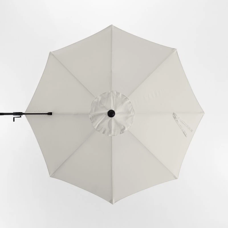 10' Round Cast Silver Sunbrella® Cantilever Outdoor Patio Umbrella with Black Metal Frame