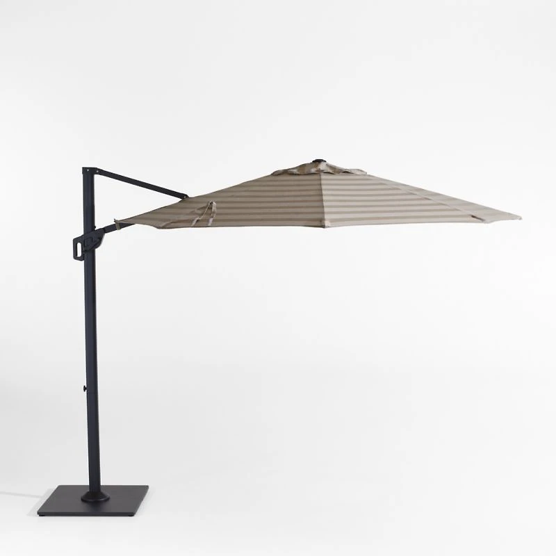 10' Round Dune Tan Stripe Sunbrella® Cantilever Outdoor Patio Umbrella with Black Metal Frame