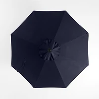10' Round Sunbrella® Canvas Navy Blue Outdoor Patio Umbrella with Faux Wood Metal Frame