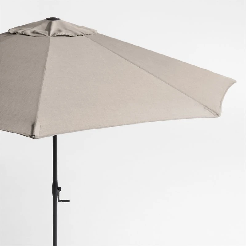 10' Round Sunbrella® Cast Ash Brown Outdoor Patio Umbrella with Black Metal Frame