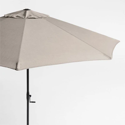 10' Round Sunbrella® Cast Ash Brown Outdoor Patio Umbrella with Black Metal Frame