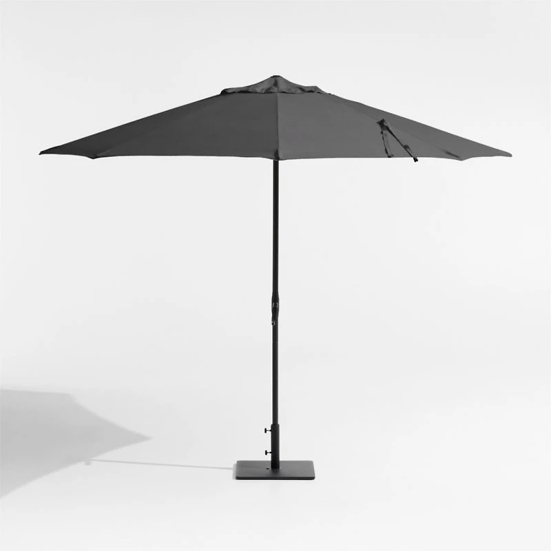 10' Round Cast Charcoal Grey Sunbrella® Outdoor Patio Umbrella with Black Metal Frame
