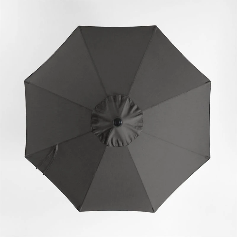 10' Round Cast Charcoal Grey Sunbrella® Outdoor Patio Umbrella with Black Metal Frame