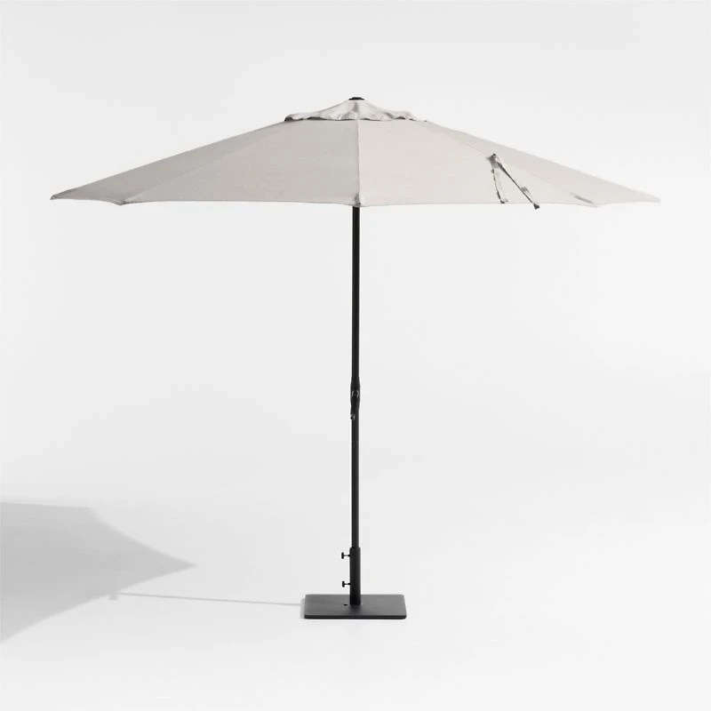 10' Round Sunbrella® Cast Silver Outdoor Patio Umbrella with Black Metal Frame