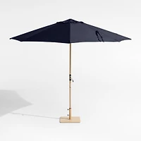 10' Round Sunbrella® Canvas Navy Blue Outdoor Patio Umbrella with Faux Wood Metal Frame
