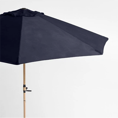 10' Round Sunbrella® Canvas Navy Blue Outdoor Patio Umbrella with Faux Wood Metal Frame