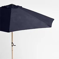 10' Round Sunbrella® Canvas Navy Blue Outdoor Patio Umbrella with Faux Wood Metal Frame