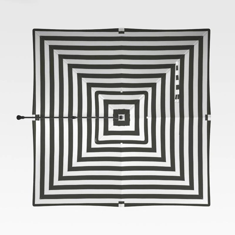 10' Black and White Cabana Stripe Square Outdoor Patio Umbrella Canopy