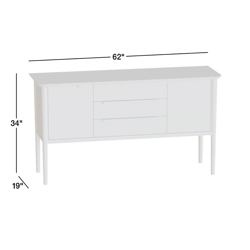 Tate 62" Black Wood Midcentury Credenza