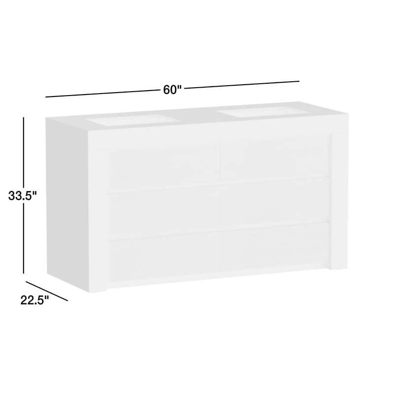 Bluff 60" Bleached Ash and Off White Quartz Double Vanity