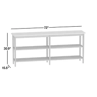 Aeree 72" Natural Oak and Rattan Console Table with Marble Top