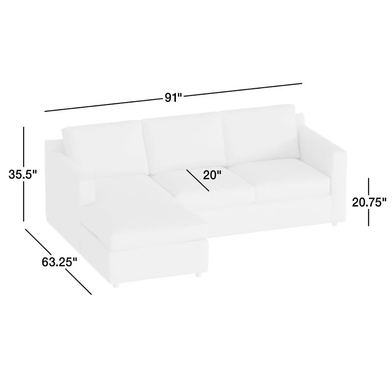 Barrett II 91" Reversible Storage Chaise Lounge Sectional Sofa