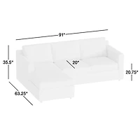 Barrett II 91" Reversible Storage Chaise Lounge Sectional Sofa