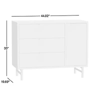 Classic 44"  Deep Navy Blue Wood 3-Drawer Kids Dresser with Door
