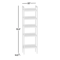 Tate 22" Black Wood 5-Shelf Narrow Bookshelf