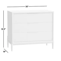 Bodie 36" Natural Oak Wood Narrow 3-Drawer Kids Dresser