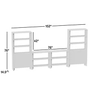 Terrazza 152" Natural Solid Oak Wood Storage Media Console Set