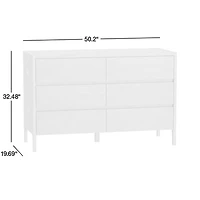 Nova 50" Natural Acacia Wood Wide 6-Drawer Kids Dresser