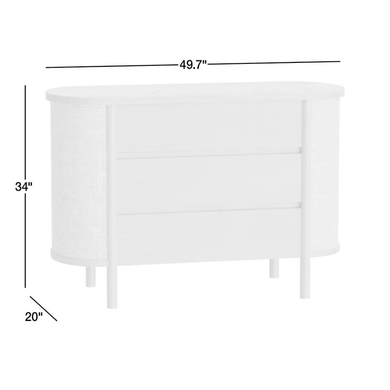 Canyon 50" Natural Wood Narrow 3-Drawer Kids Dresser by Leanne Ford