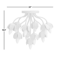 Bouquet Sage Green 22" Kids Flower Flush Mount Ceiling Light