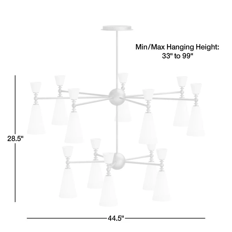 Saintes Oversized Two-Tiered Brass Mid-Century Chandelier Light