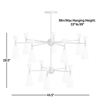 Saintes Oversized Two-Tiered Brass Mid-Century Chandelier Light