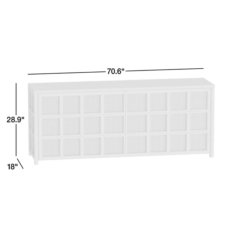 Campagna 70.6" Rattan and Natural Oak Wood 6-Drawer Dresser