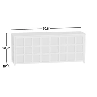 Campagna 70.6" Rattan and Natural Oak Wood 6-Drawer Dresser