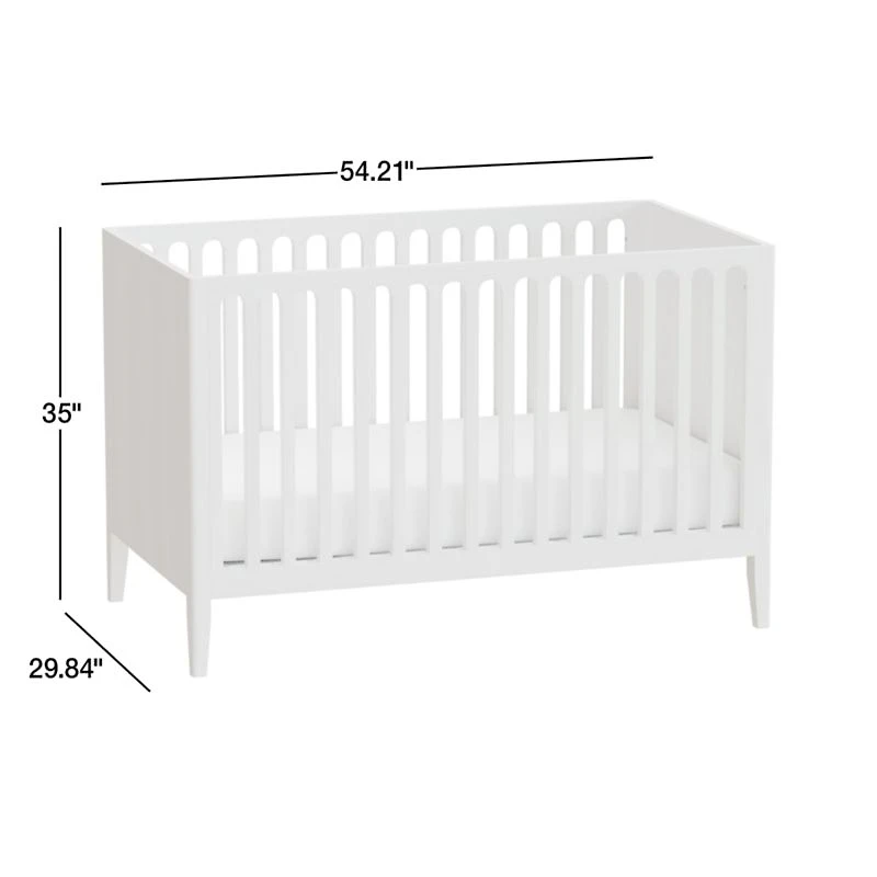 Archie Whitewashed Ash Wood Convertible Baby Crib