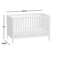 Archie Whitewashed Ash Wood Convertible Baby Crib