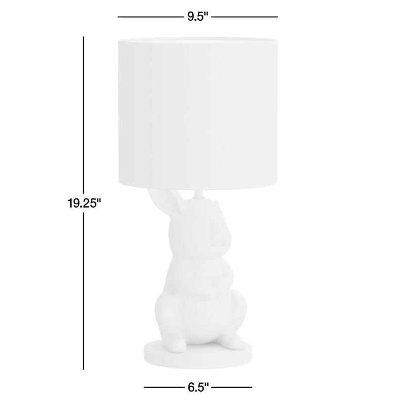White Crackled Ceramic Woodland Bunny Kids Table Lamp