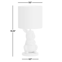 White Crackled Ceramic Woodland Bunny Kids Table Lamp