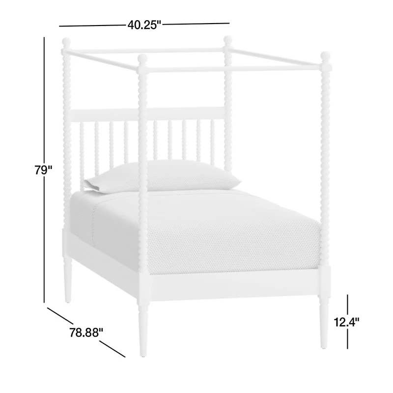 Jenny Lind White Wood Spindle Kids Canopy Twin Bed