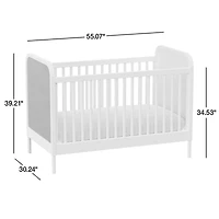 Maren White and Cane Convertible Baby Crib