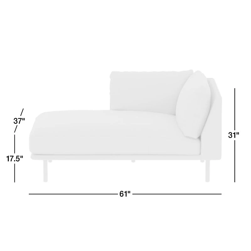 Wells Leather Left-Arm Chaise Lounge Sectional Piece