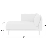Wells Leather Left-Arm Chaise Lounge Sectional Piece