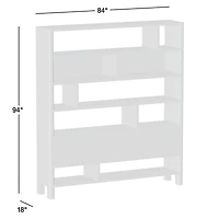 Noeline 84" Oak Wood Wide Storage Bookcase