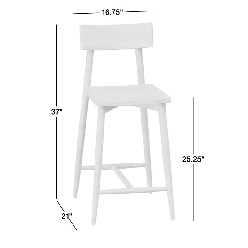 Oaklynn Natural Oak Wood Counter Stool