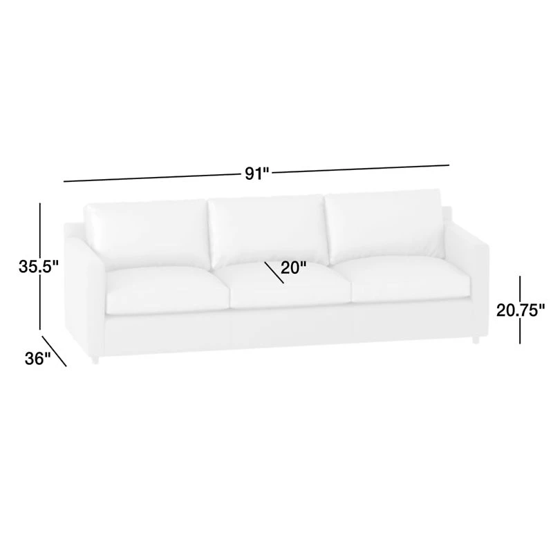Barrett II 91" Leather Track Arm Sofa