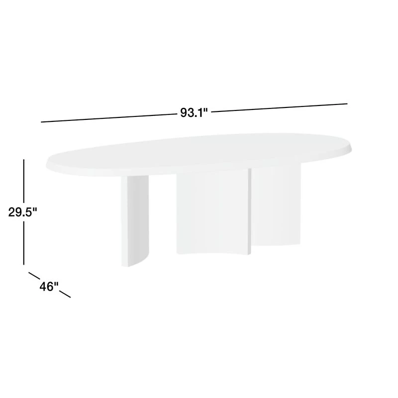 Point Dune 93" Oval Wood and Travertine Dining Table by Brigette Romanek