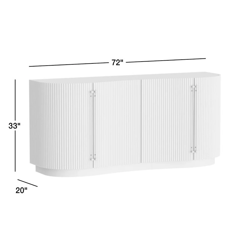 Coastline 72" Oak Wood Fluted Credenza by Brigette Romanek
