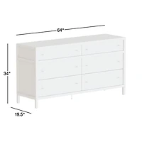 Keane 64" Weathered Natural Solid Wood 6-Drawer Dresser