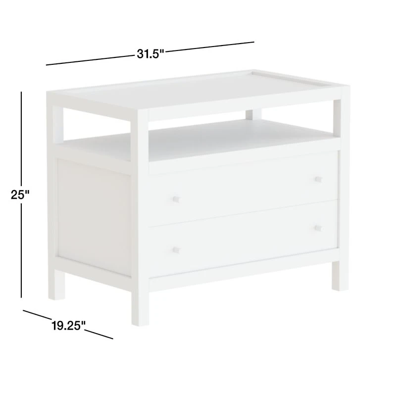 Keane 31.5" Weathered Natural Solid Wood Charging Nightstand