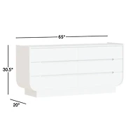 Venice 65" Leather and Oak Wood 6-Drawer Dresser by Brigette Romanek