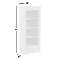 Siena 34" Walnut Wood 4-Shelf Storage Bookcase with Drawer
