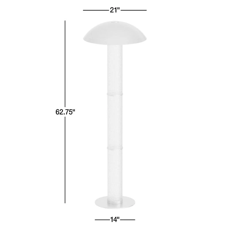 Vidro Ribbed Glass Floor Lamp with Brass Shade 63"