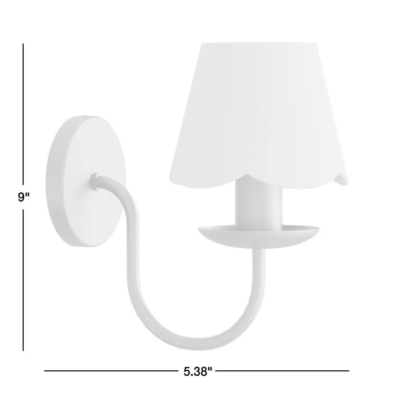Greta Scalloped Raffia Kids Plug-In Wall Sconce