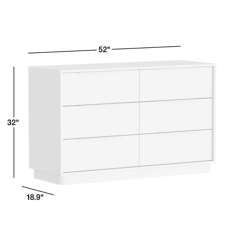 Calli 52" Burlwood 6-Drawer Kids Dresser