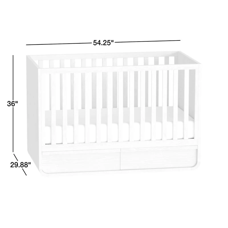 Mira Natural Oak Wood Convertible Baby Crib with Storage